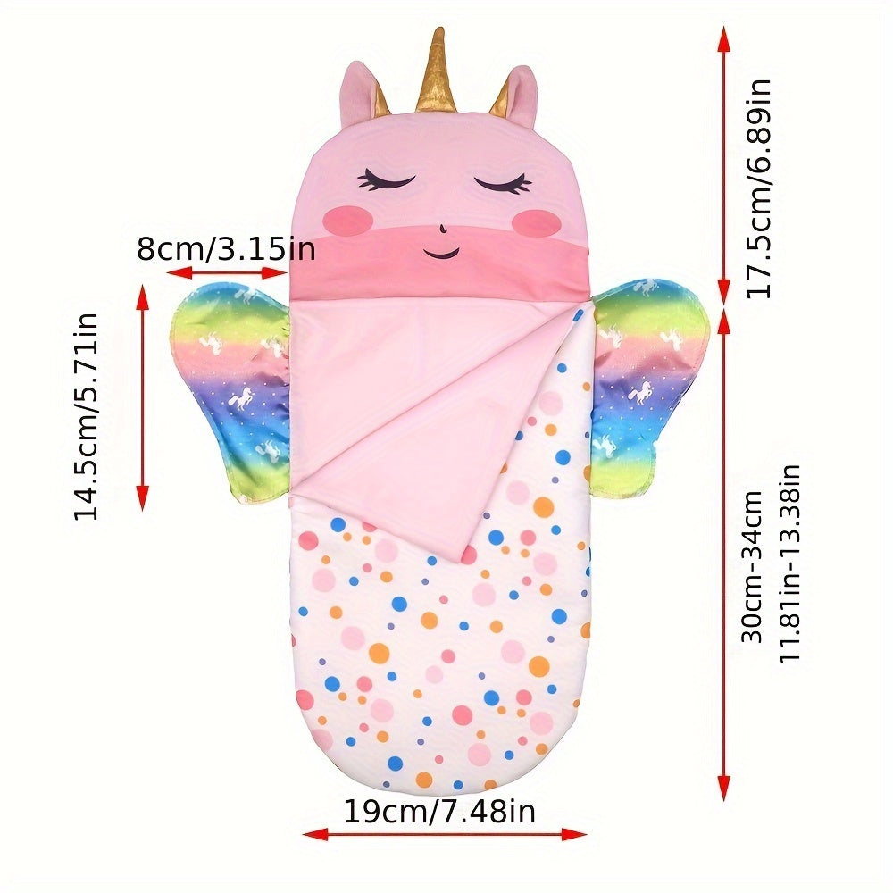 Unicorn Rainbow Sleeping Bag & Eye Mask for Dolls 10-18 Inches