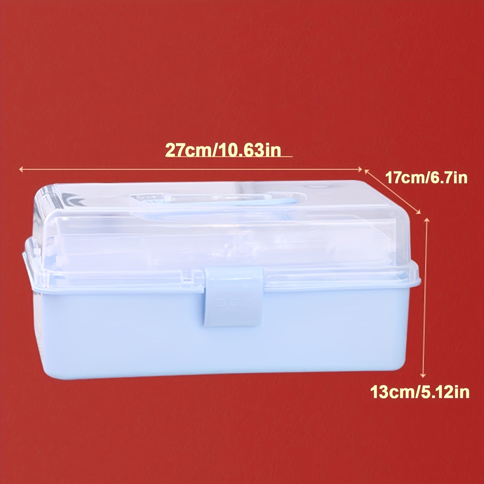 Clear Plastic Craft Storage Box 3 Layers Organizer with Handle