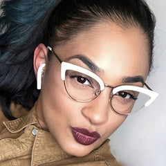 Triangle Metal Frame Clear Lens Glasses Anti Light Eyewear