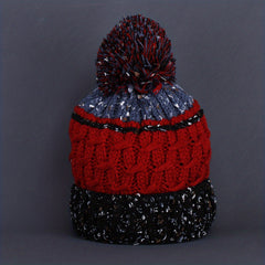 Striped Plaid Knitted Hat Plus Velvet Thickened Warm Wool Hat