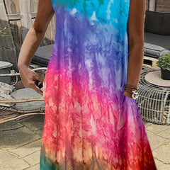 Casual Dress Women's Plus Random Print Round Neck Tank Dress