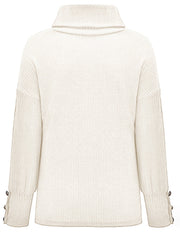 Women's Turtleneck Knitted Button Sweater
