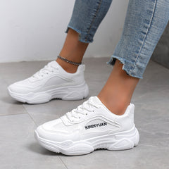 Women's Breathable Lace-up Sports Shoes Thick Sole Dad Shoes