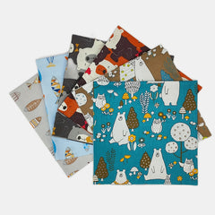 6pcs Bear Animal Pattern Quilting Fabric Cotton DIY Doll Clothes Fabric