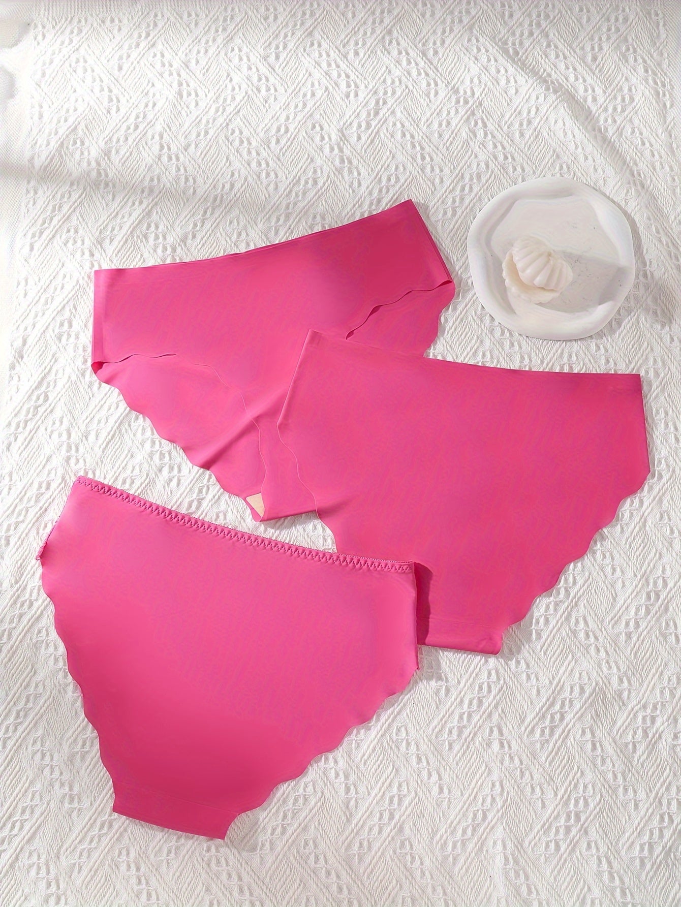 3 Pack Women's Plus Sexy Lace Trim Seamless Briefs Set
