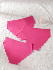 3 Pack Women's Plus Sexy Lace Trim Seamless Briefs Set