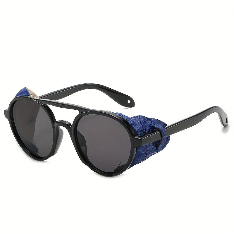 Steampunk Leather Sunglasses Wide Edge Vintage Style