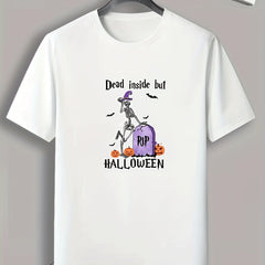 Halloween Skeleton & Pumpkin Pattern Print Men's T-shirt Graphic Tee