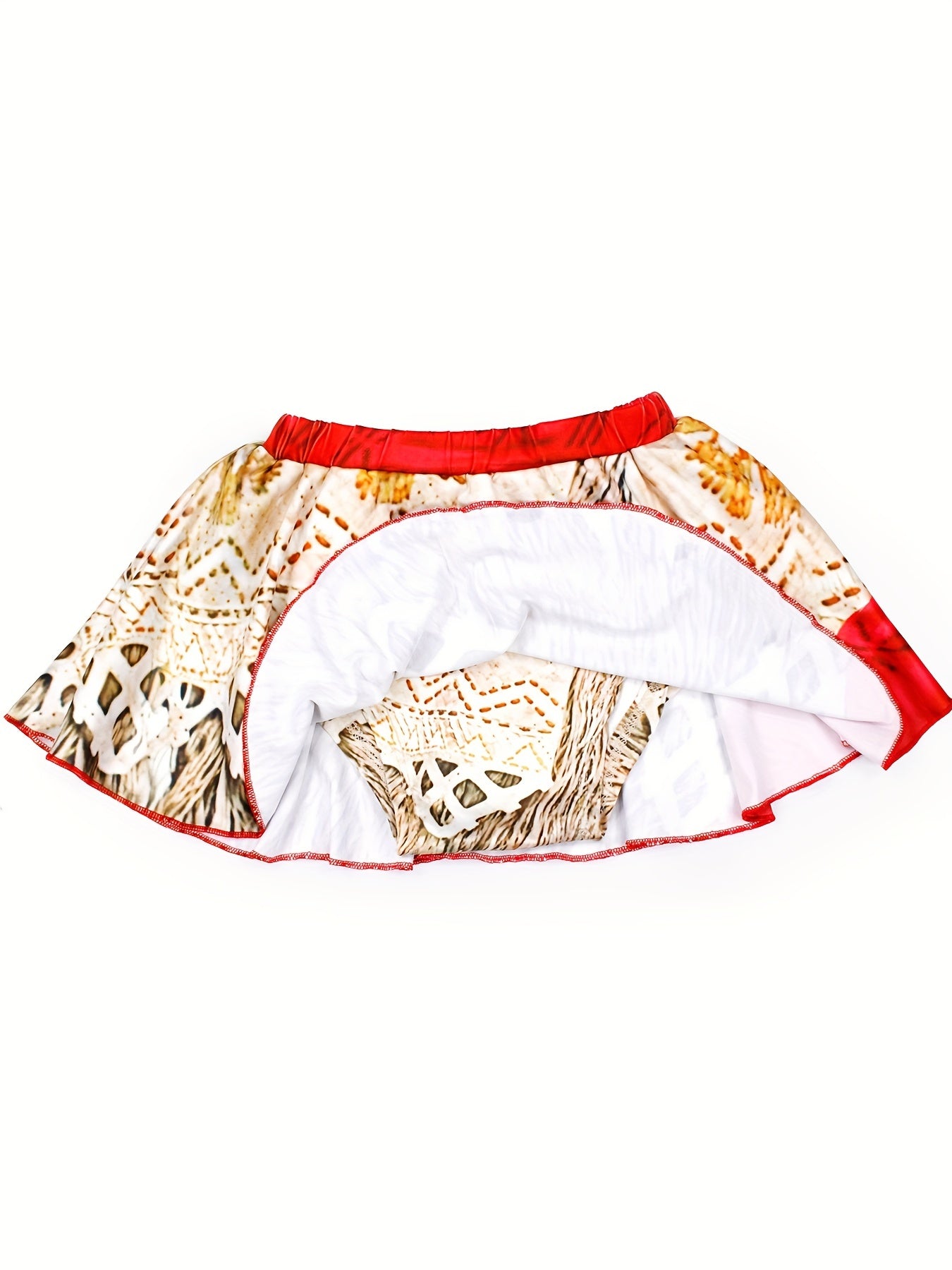 Girls 2 Piece Bikini Swimsuit Geometric Ruffled Strappy Bikini Top & Mini Skirt