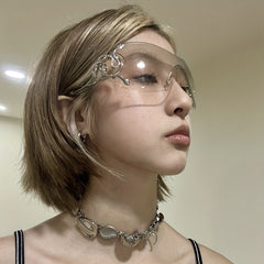 Y2K Snake Charm Sunglasses Wrap Around Rimless UV400 Sun Shades