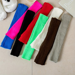 Rib Knit Leg Warmers Knee High Socks Women's Stockings