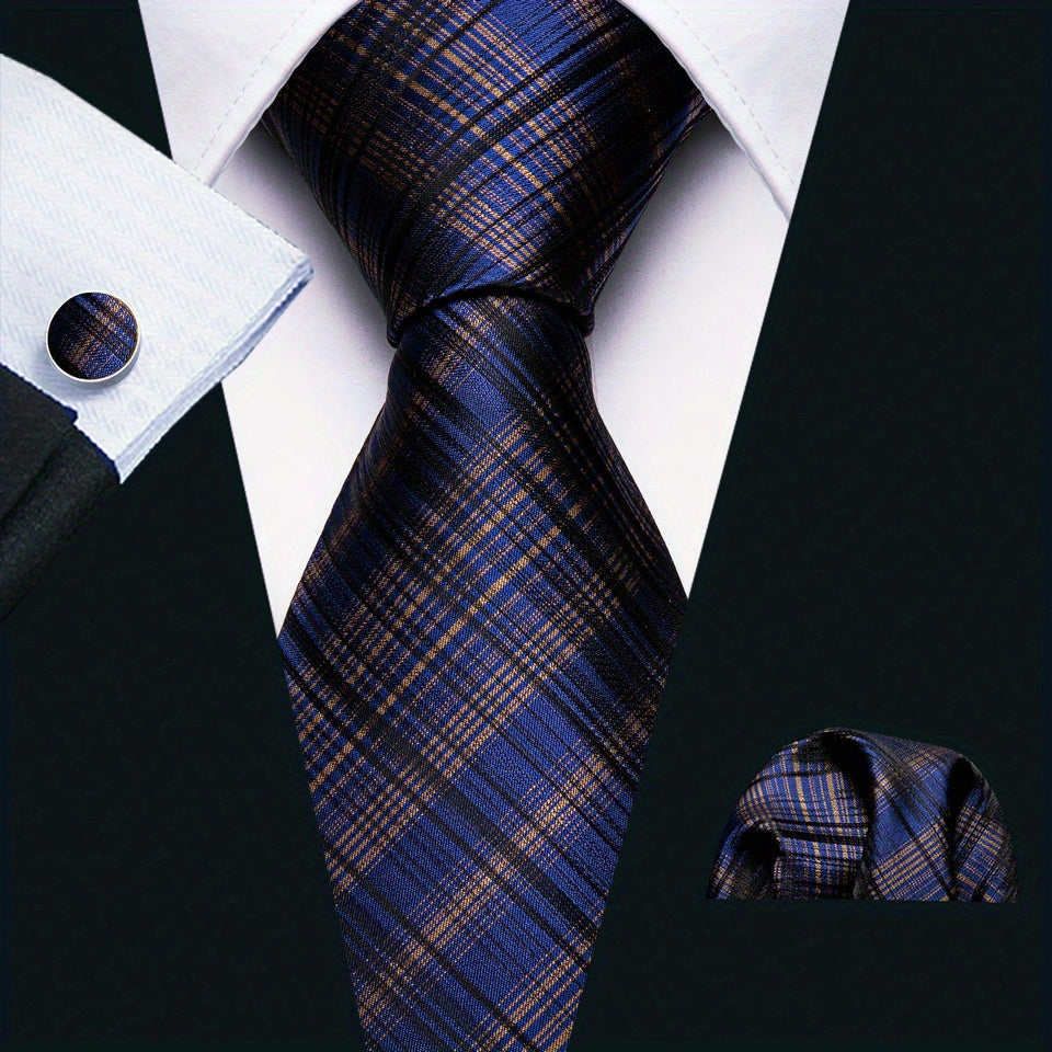 Men's Silk Striped Necktie Set Wedding