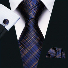 Men's Silk Striped Necktie Set Wedding