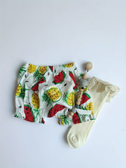 Baby Girls Floral Print Cotton Shorts