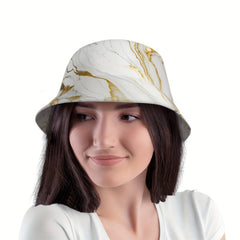Marble Print Bucket Hat Summer Sun Cap Wide Brim Hat