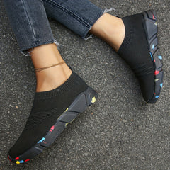 Women's Breathable Slip On Woven Sneakers Lightweight Low Top Trainers