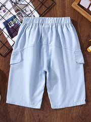 Boys Casual Elastic Waist Shorts with Pockets