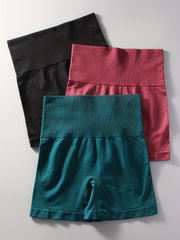 3pcs High Waist Tummy Control Yoga Shorts with Butt Lifting Effect