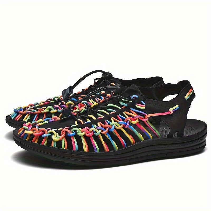Women's Colorful Woven Rope Slip on Summer Sandals