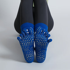 5 Toe Split Mid Calf Grip Socks Non slip Yoga Pilates Ballet Socks Women's