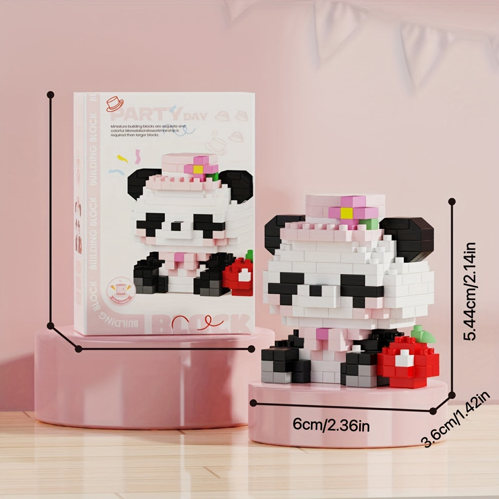 Chinese Style Panda Building Block Flower Desktop Ornament