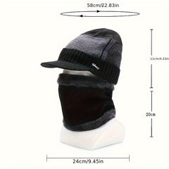 Knit Hat & Scarf Set for Men and Women, Windproof Beanie with Fleece Lining