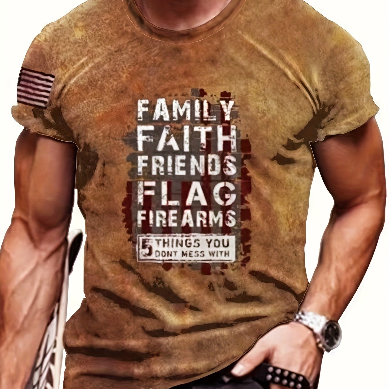 Letter Pattern Print Men's Short Sleeve Retro T-shirt Graphic Tee