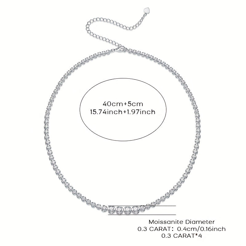 Moissanite Tennis Necklace Silvery Clavicle Chain Jewelry