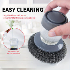 Stainless Steel Wool Scrubber with Soap Dispenser for Kitchen Cleaning