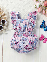Toddler Baby Girl Butterfly Print Ruffle Onesies Romper