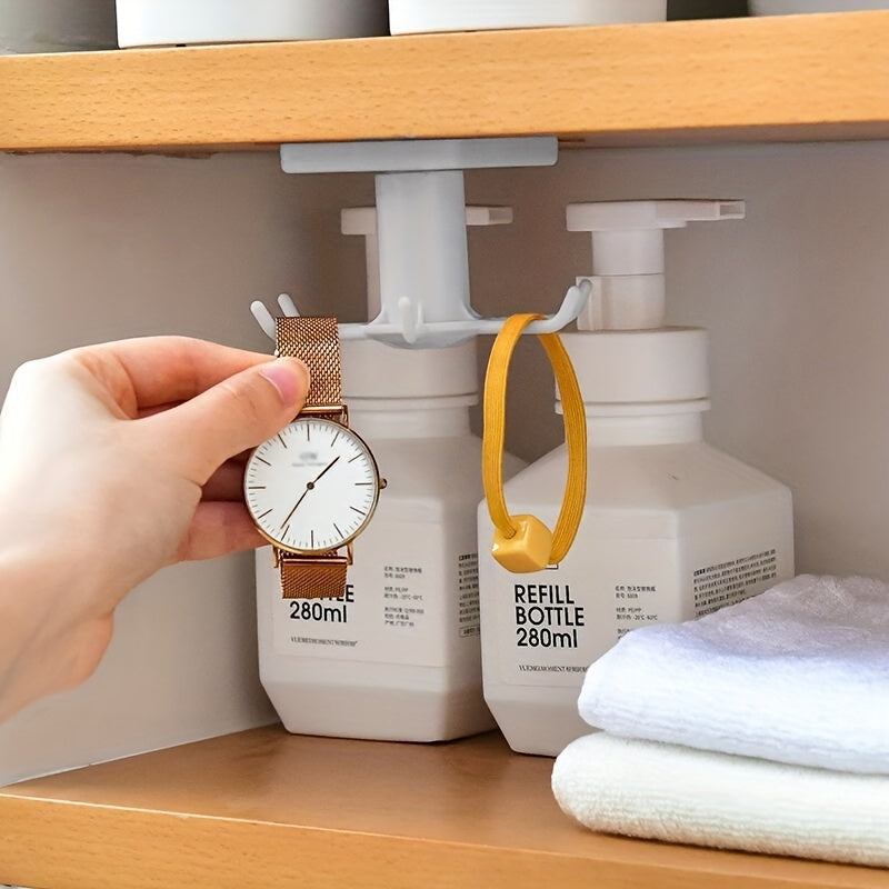 360 Rotating Hook Organizer Self Adhesive Towel Rack Kitchenware Storage Hanger