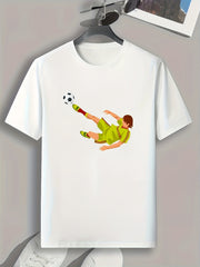 Men's Football Player Print Comfy T-shirt for Outdoor Summer