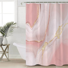 Pink Marble Shower Curtain Set Waterproof Bathroom Decor