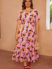 Casual Dress Women's Plus Floral Print Maxi Smock Dress