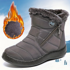 Solid Waterproof Boots Velvet Warm Snow Fuzzy Shoes