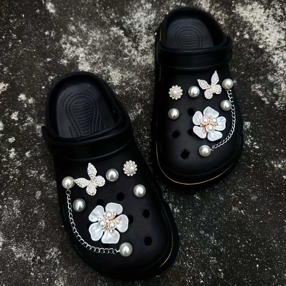 12PCS Shoe Accessories Faux Pearl & Flower & Butterfly Gift For Girls Women