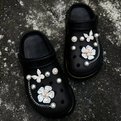 12PCS Shoe Accessories Faux Pearl & Flower & Butterfly Gift For Girls Women