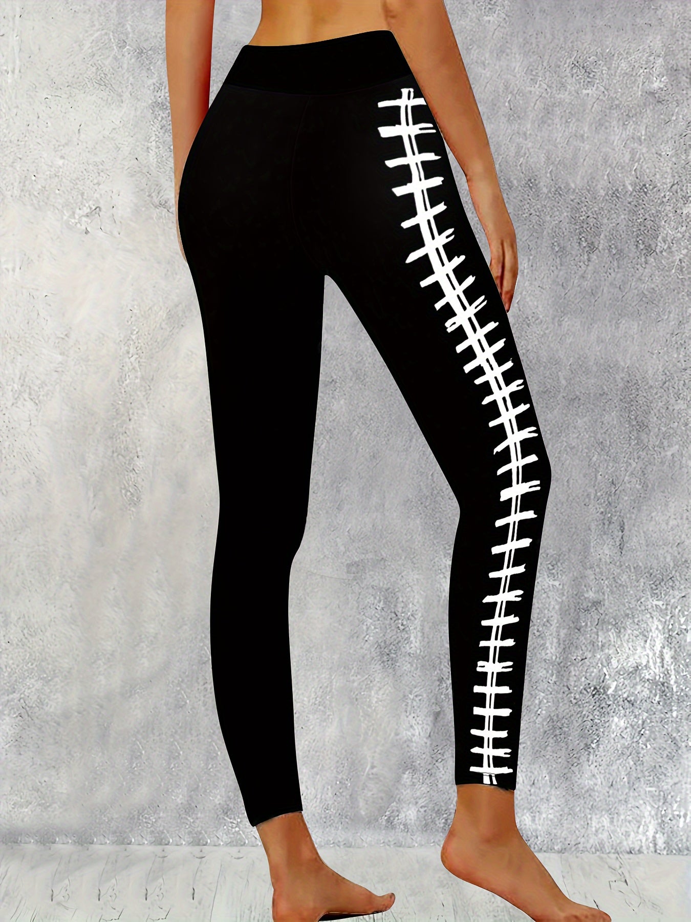 Rugby Print Fitness Gym Sports Leggings High Waist Yoga Workout Running Tight