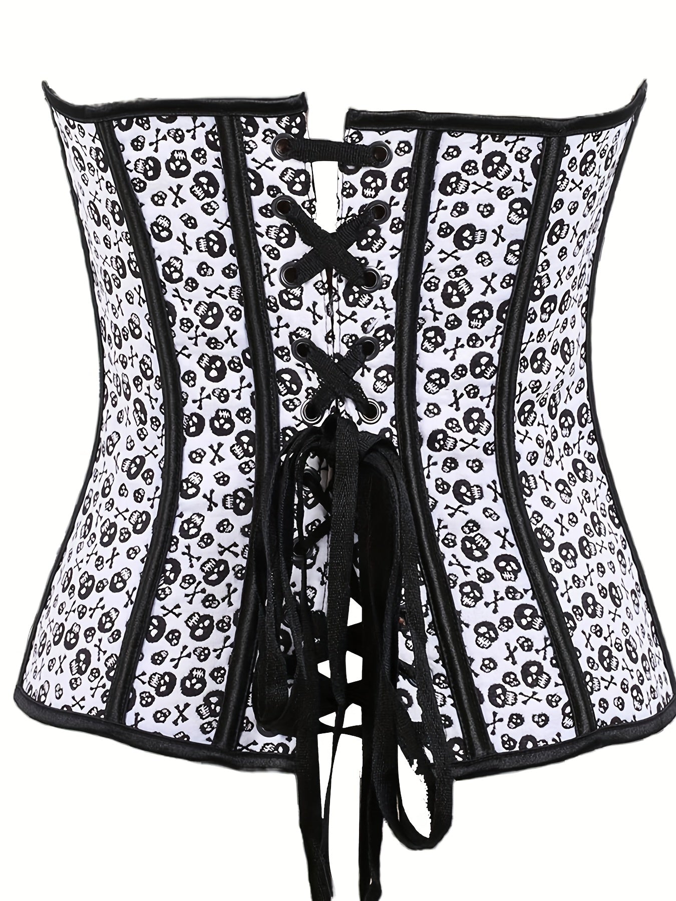 Skull Print Strapless Corset Tummy Control Slimmer Zipper Body Shaper