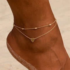 2 Pcs Dainty Anklet Set Beach Foot Jewelry Summer Accessories