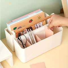Wooden Handle Storage Box Pen Boxes Portable Grid Tools Plastic Boxes