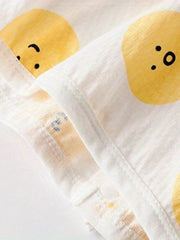 Girls Casual Cartoon Smile Face Hooded Outwear for Summer Holiday
