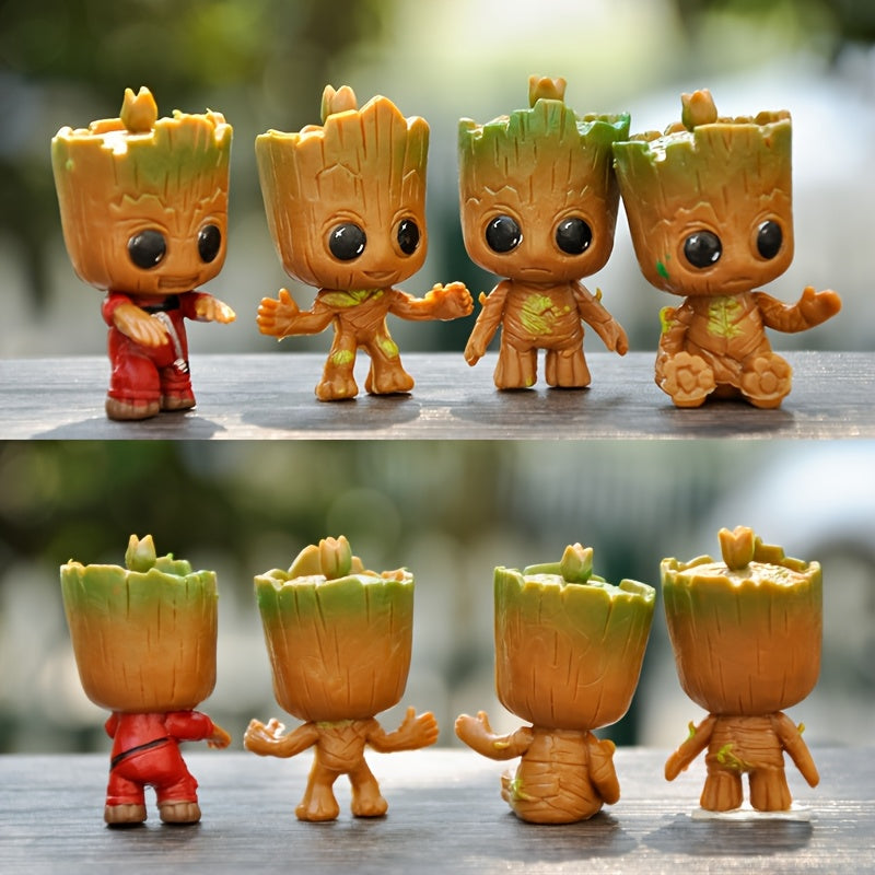 4pcs Groot PVC Action Figures Desk Decor Anime Inspired Collectible