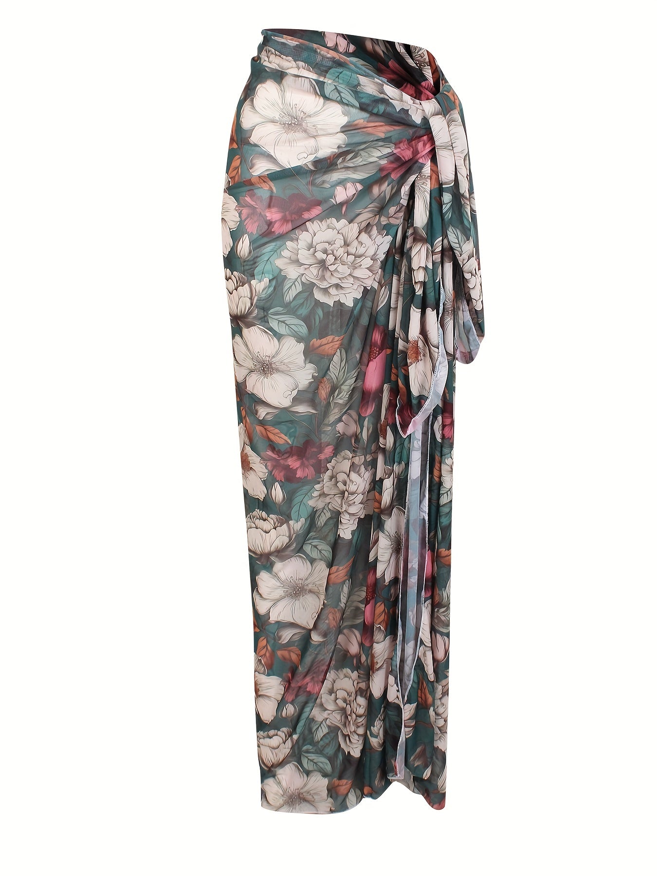 Mesh Sarong Cover Up Tie Side Maxi Skirt