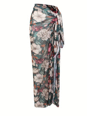Mesh Sarong Cover Up Tie Side Maxi Skirt