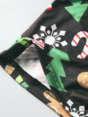 Christmas Print Pajama Set Long Sleeve Crew Neck Top & Elastic Waistband Pants