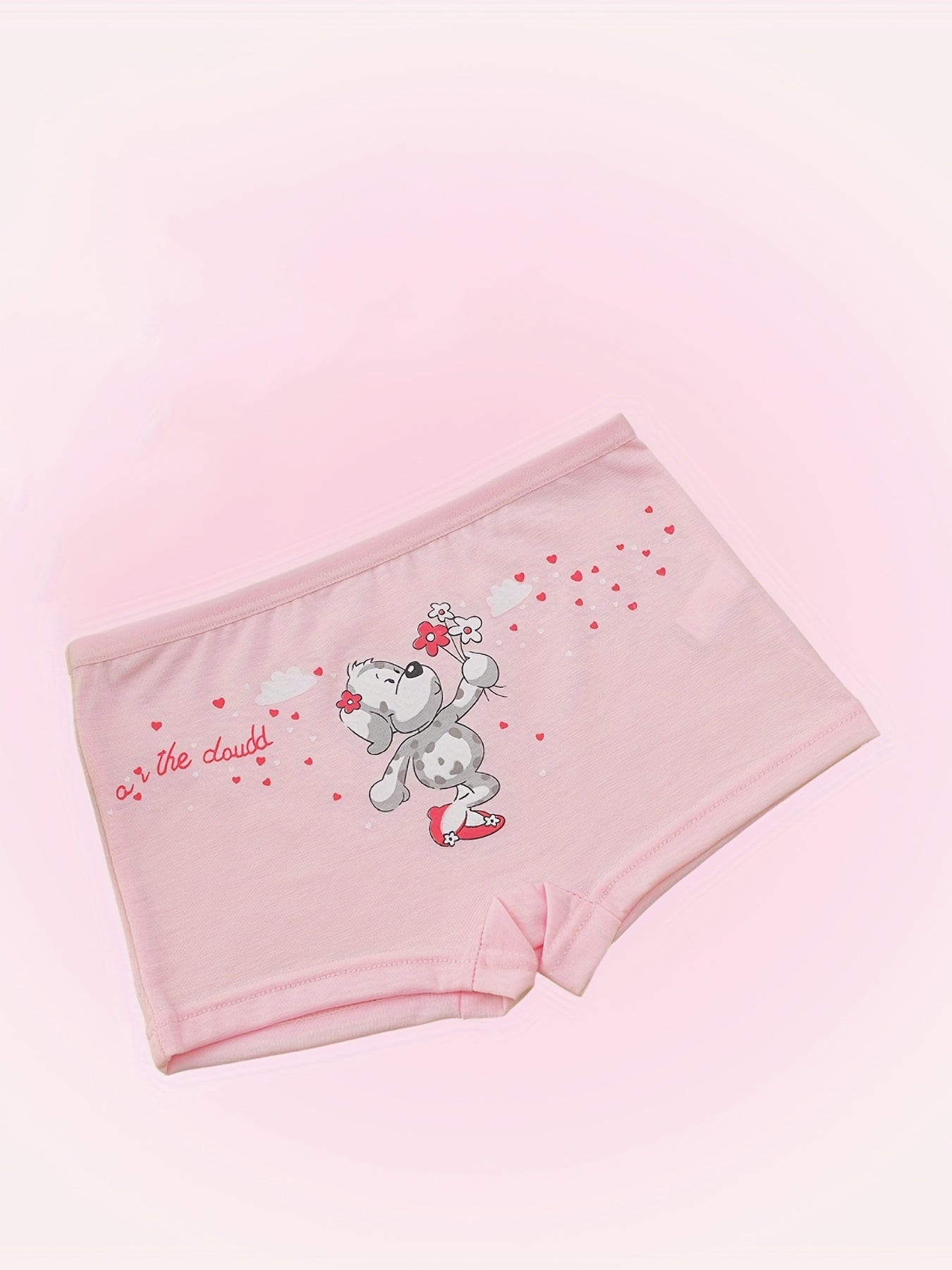 5 Pairs Girls' Cotton Underwear Cartoon Dogs & Heart Patterns Boxer Briefs