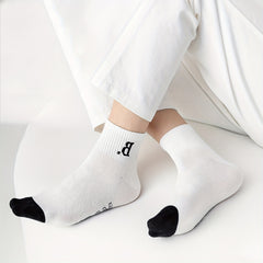 6 Pairs Letter Print Sports Short Socks Women's Stockings