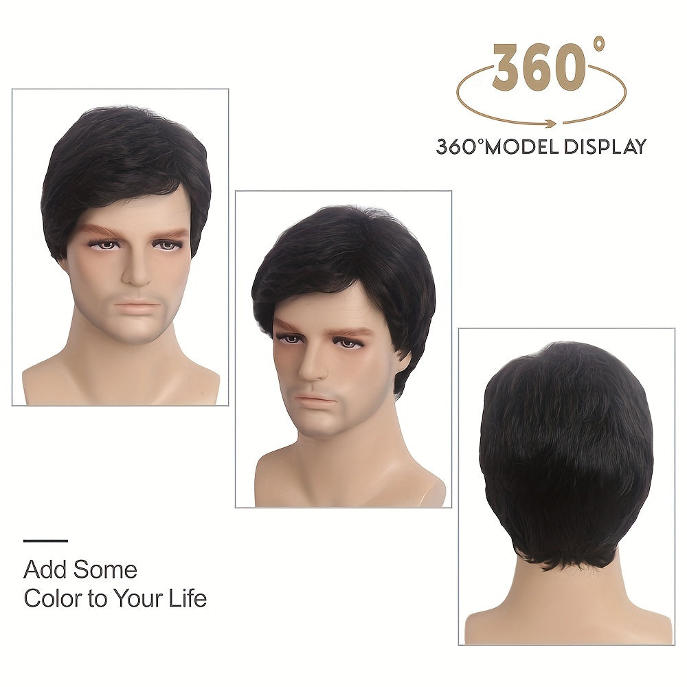 Men's Short Wig Straight Synthetic Wigs Layered Wavy Halloween Cosplay