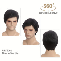 Men's Short Wig Straight Synthetic Wigs Layered Wavy Halloween Cosplay